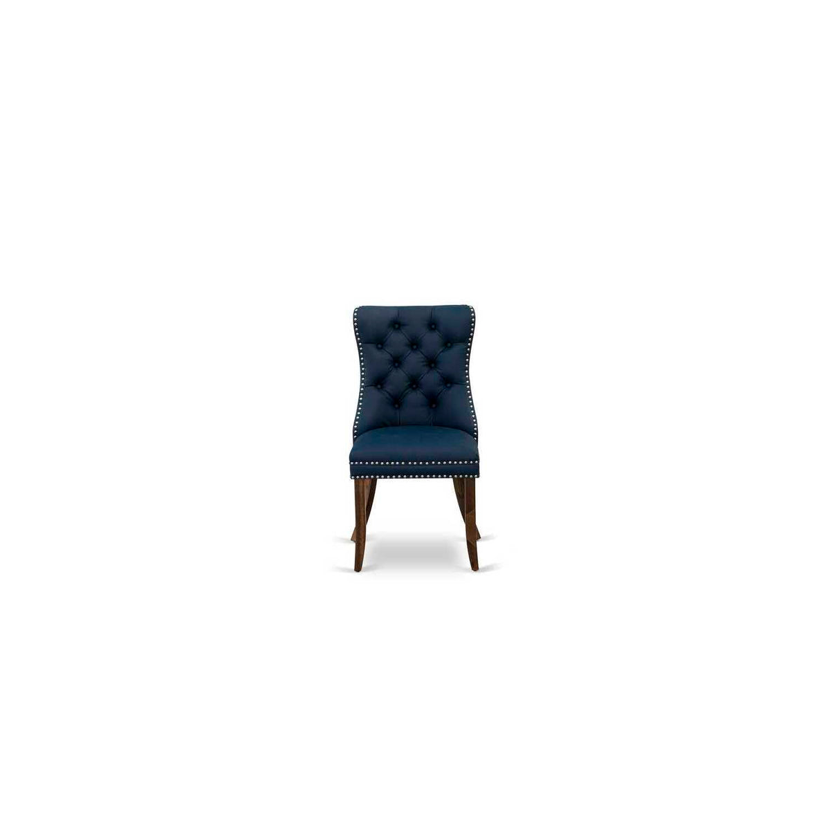 9 Pieces Dining Table Set with 8 Navy Blue Faux Leather Chairs A74797