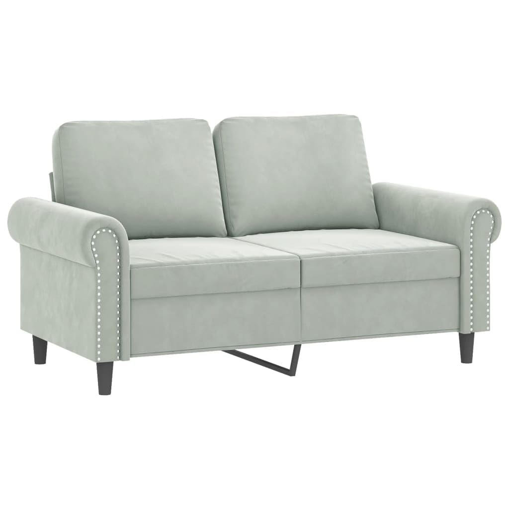 Light Gray Velvet 2 Piece Sofa Set E9560