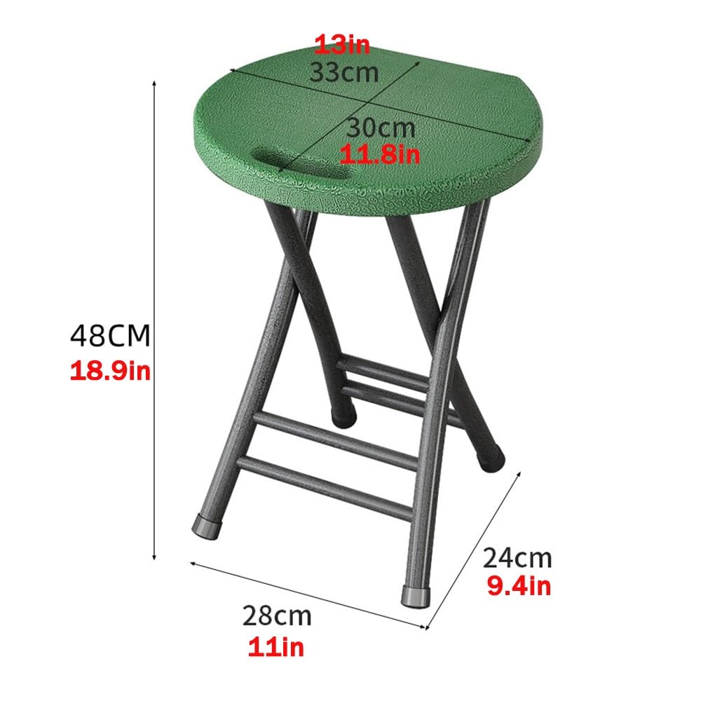 Folding Stool, 18in Portable Collapsible Bar Stool with Handle, Foldable Lightweight Camping Chair Stool for Outdoor Indoor Kitchen Bar, Assembly Free(Black,White Frame) D751