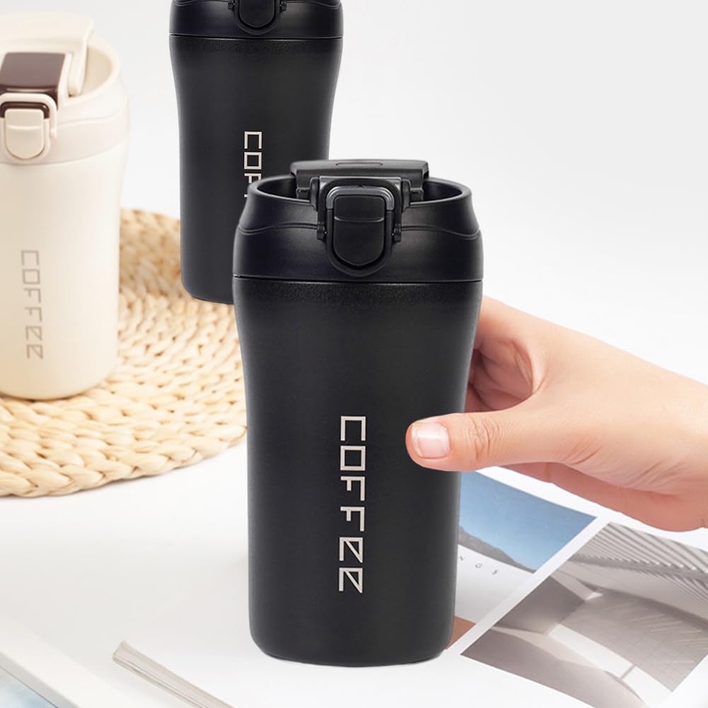 14oz 2 Pack Insulated Stainless Steel Coffee Tumbler Set with Lid and Straw P509185