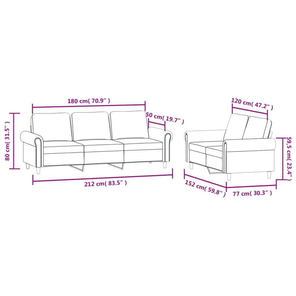 Light Gray Velvet 2 Piece Sofa Set E9560