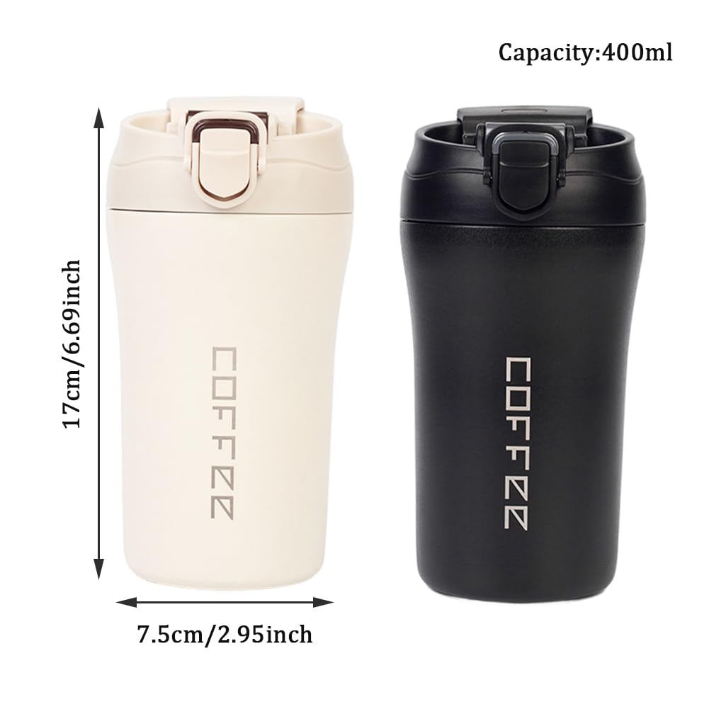 14oz 2 Pack Insulated Stainless Steel Coffee Tumbler Set with Lid and Straw P509185