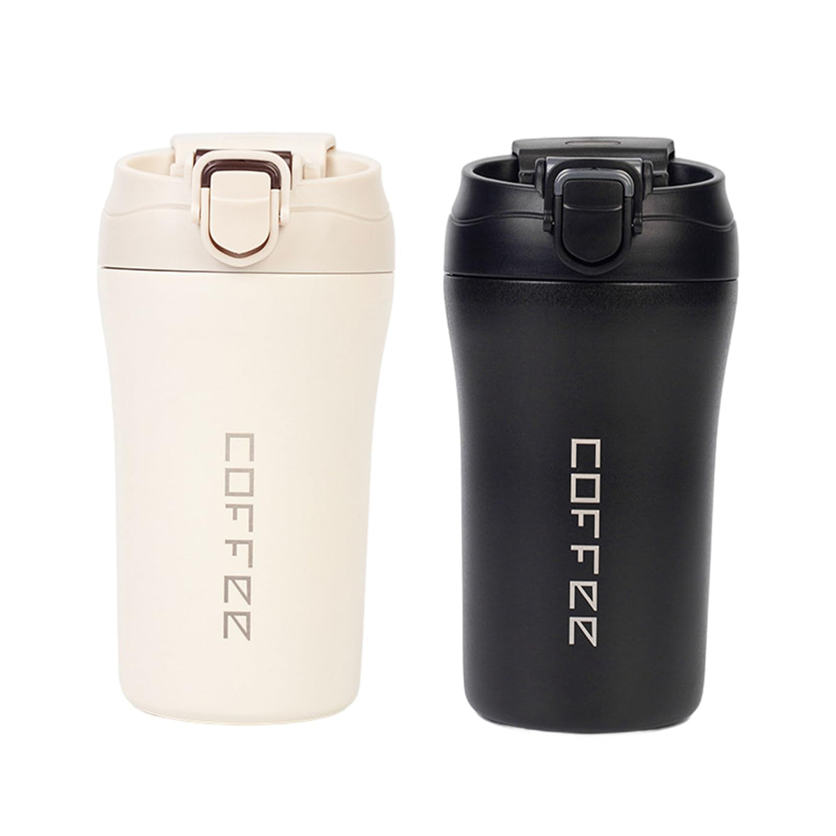 14oz 2 Pack Insulated Stainless Steel Coffee Tumbler Set with Lid and Straw P509185