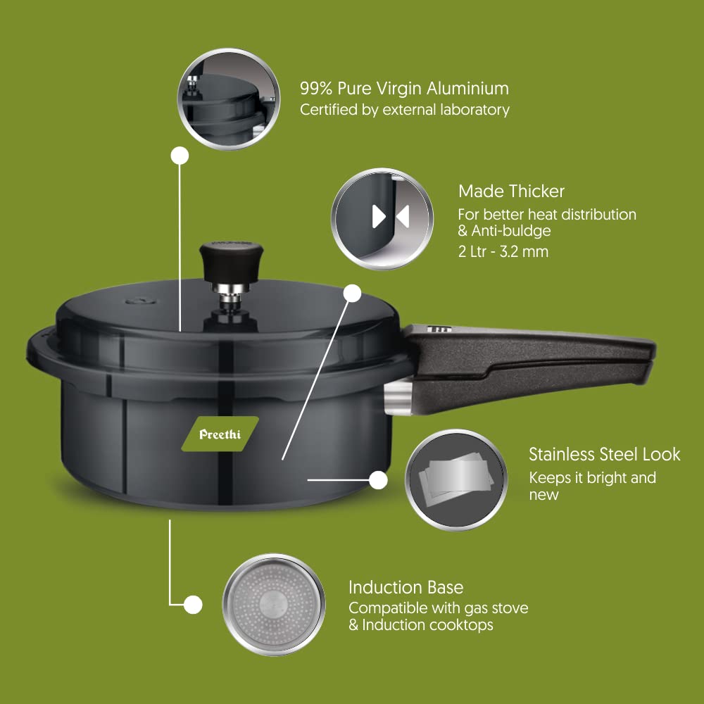 Hard Anodized Induction Base Pressure Cooker 2 Litres O520434