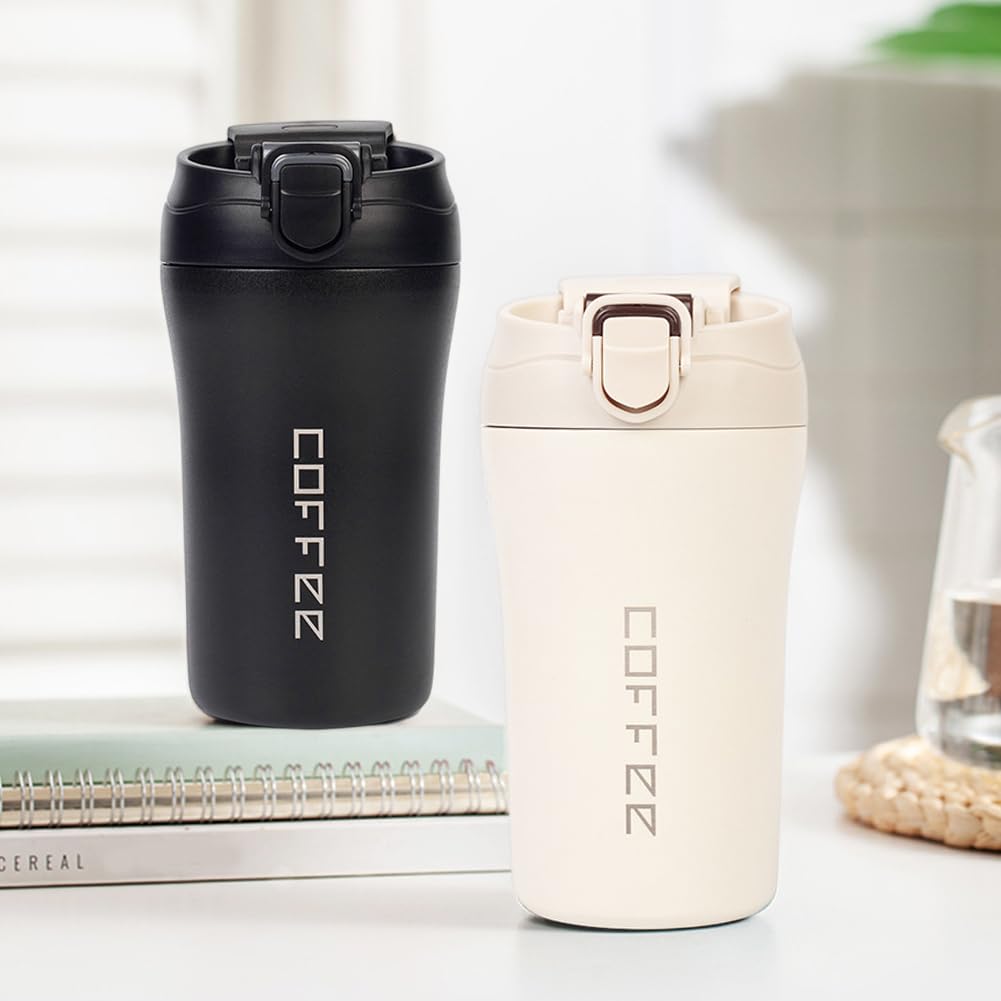 14oz 2 Pack Insulated Stainless Steel Coffee Tumbler Set with Lid and Straw P509185