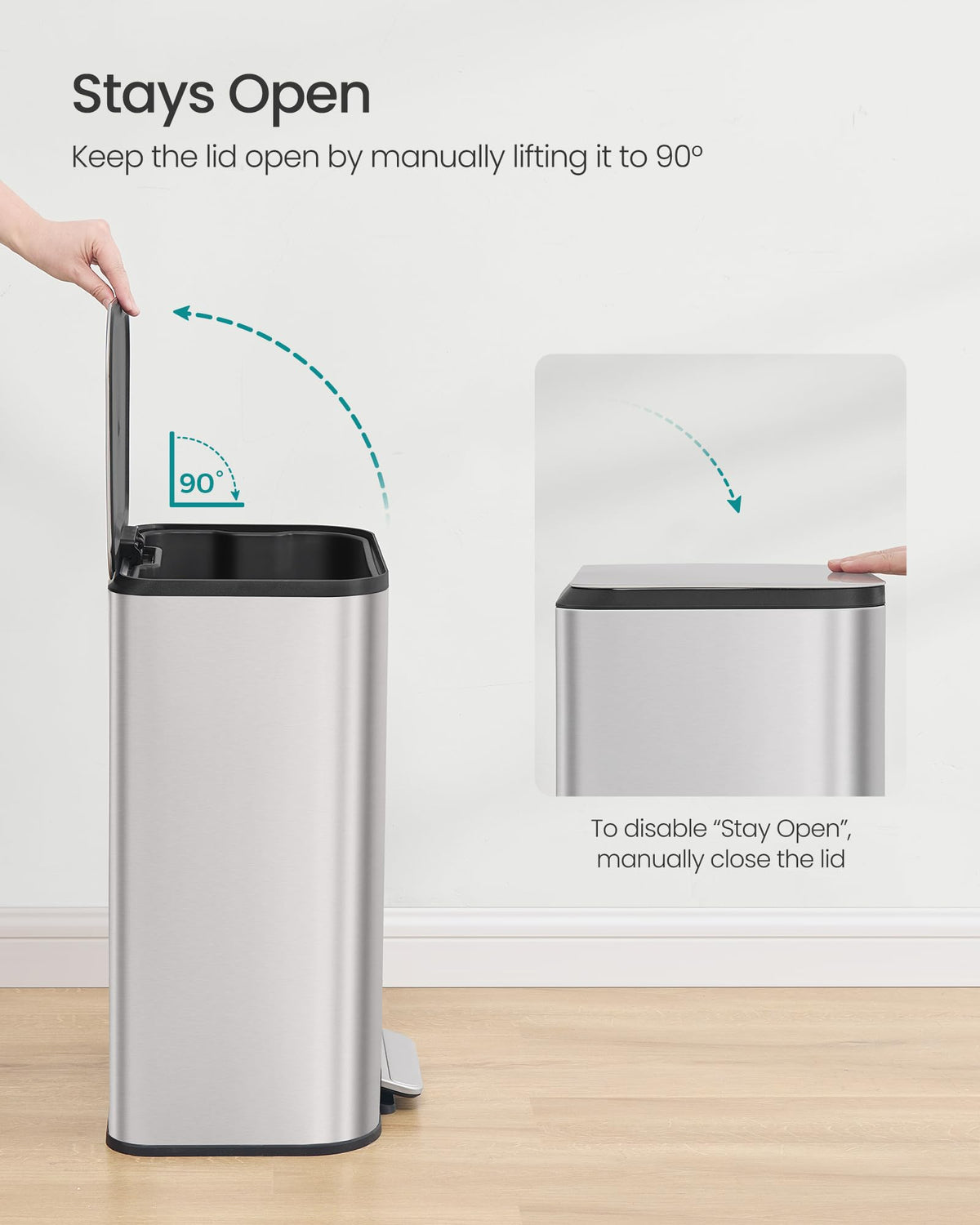 13 Gallon Stainless Steel Soft Close Trash Can U403
