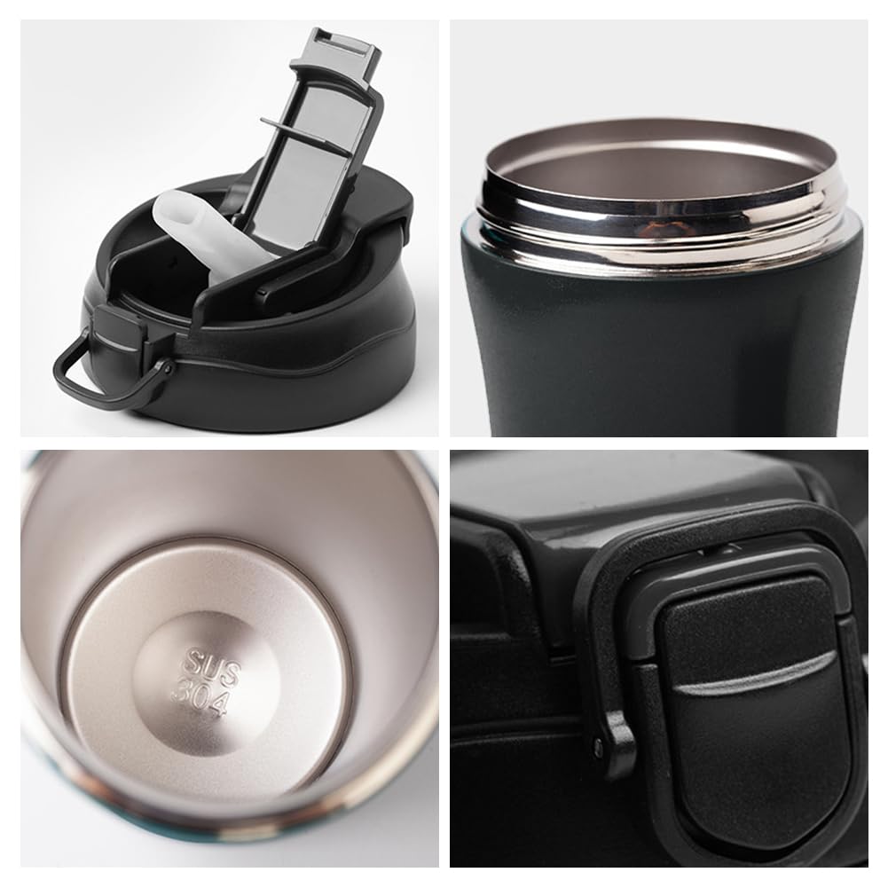 14oz 2 Pack Insulated Stainless Steel Coffee Tumbler Set with Lid and Straw P509185