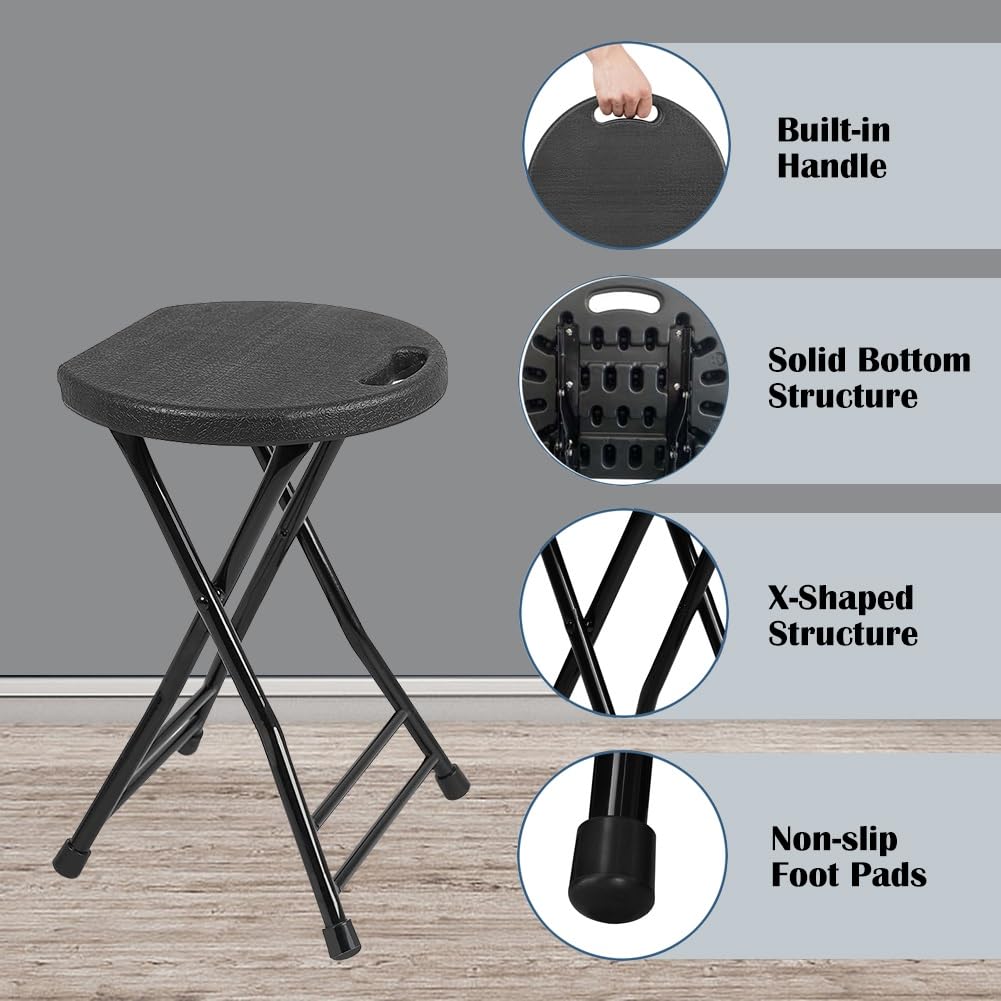 18 Inch Black Folding Plastic Metal Bar Stool W325145