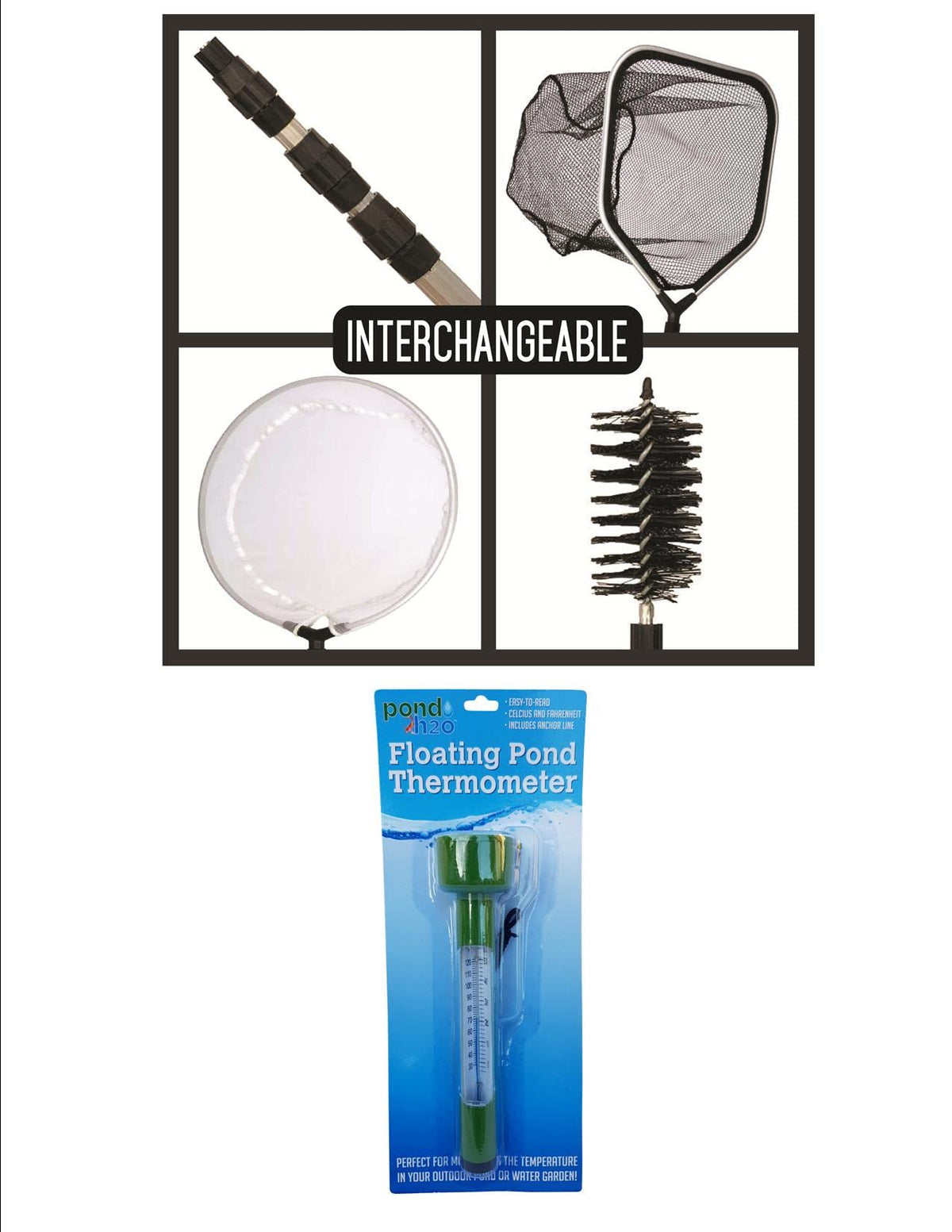 Floating Pond Thermometer & 4-in-1 Pond Cleaning Care Kit L952