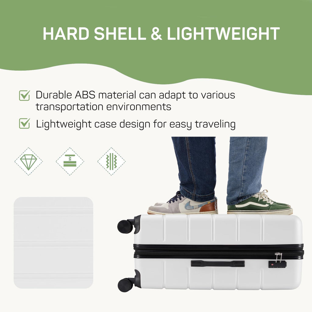 20 Inch White Expandable Hard Shell Carry-On Luggage O2805