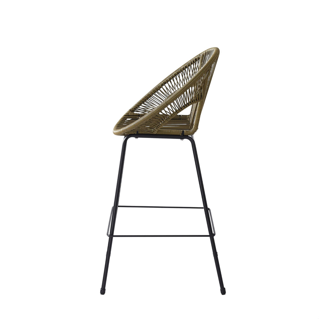 24" Height Metal Legs Faux Wicker Barstool Set of 2 O680951