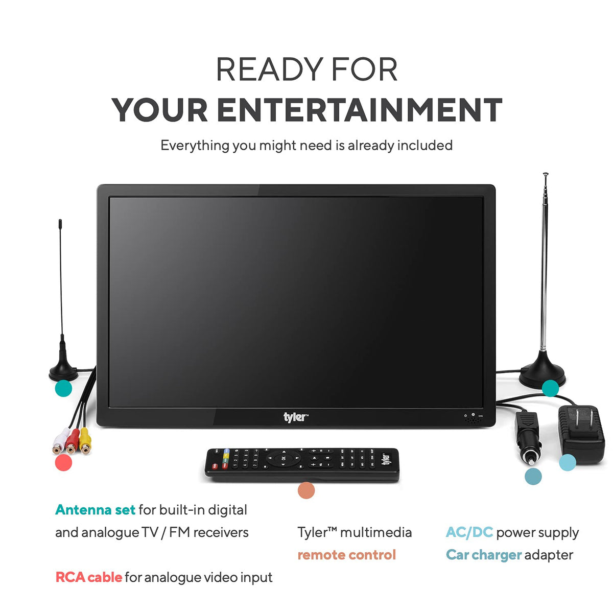 16" Portable LCD TV Battery Powered Wireless Capability HD-TV Q4823
