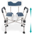 Blue Heavy Duty U-Shape Seat Shower Chair with Padded Armrests and Back Y1400