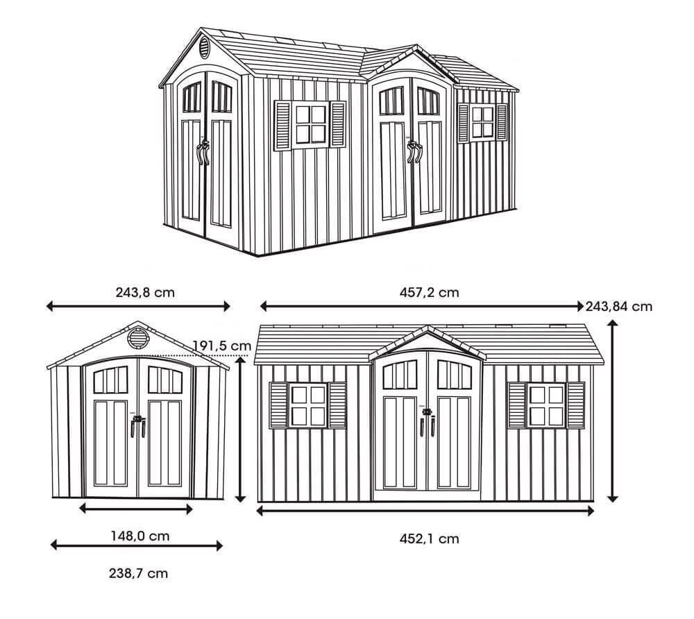15 ft x 8 ft Gray Resin Outdoor Storage Shed M3499