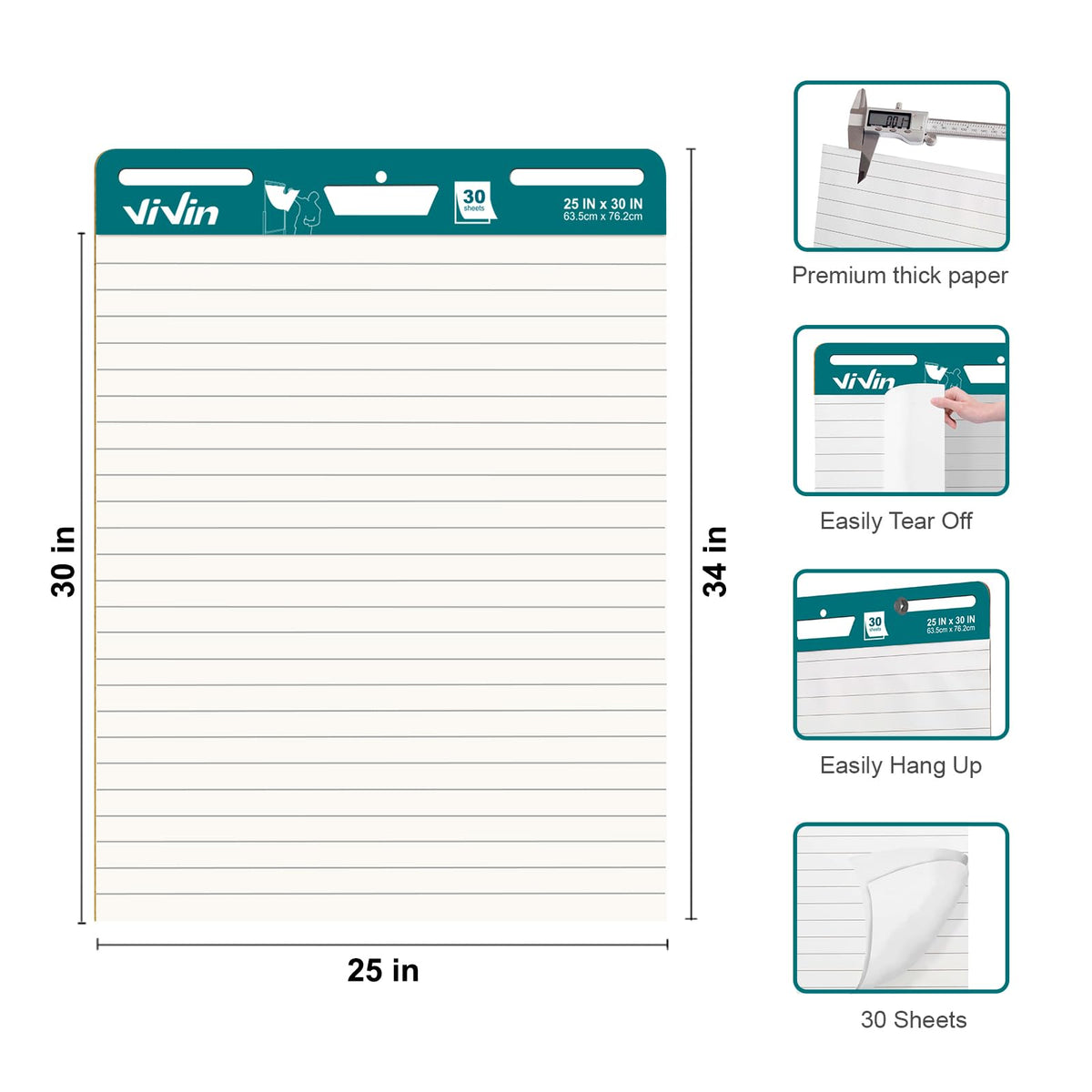 Lined Sticky Easel Pad 25 x 30 Inches 30 Sheets 4 Pads C733