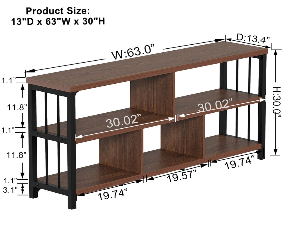 63” Long Low Open Wood Bookshelf E668600