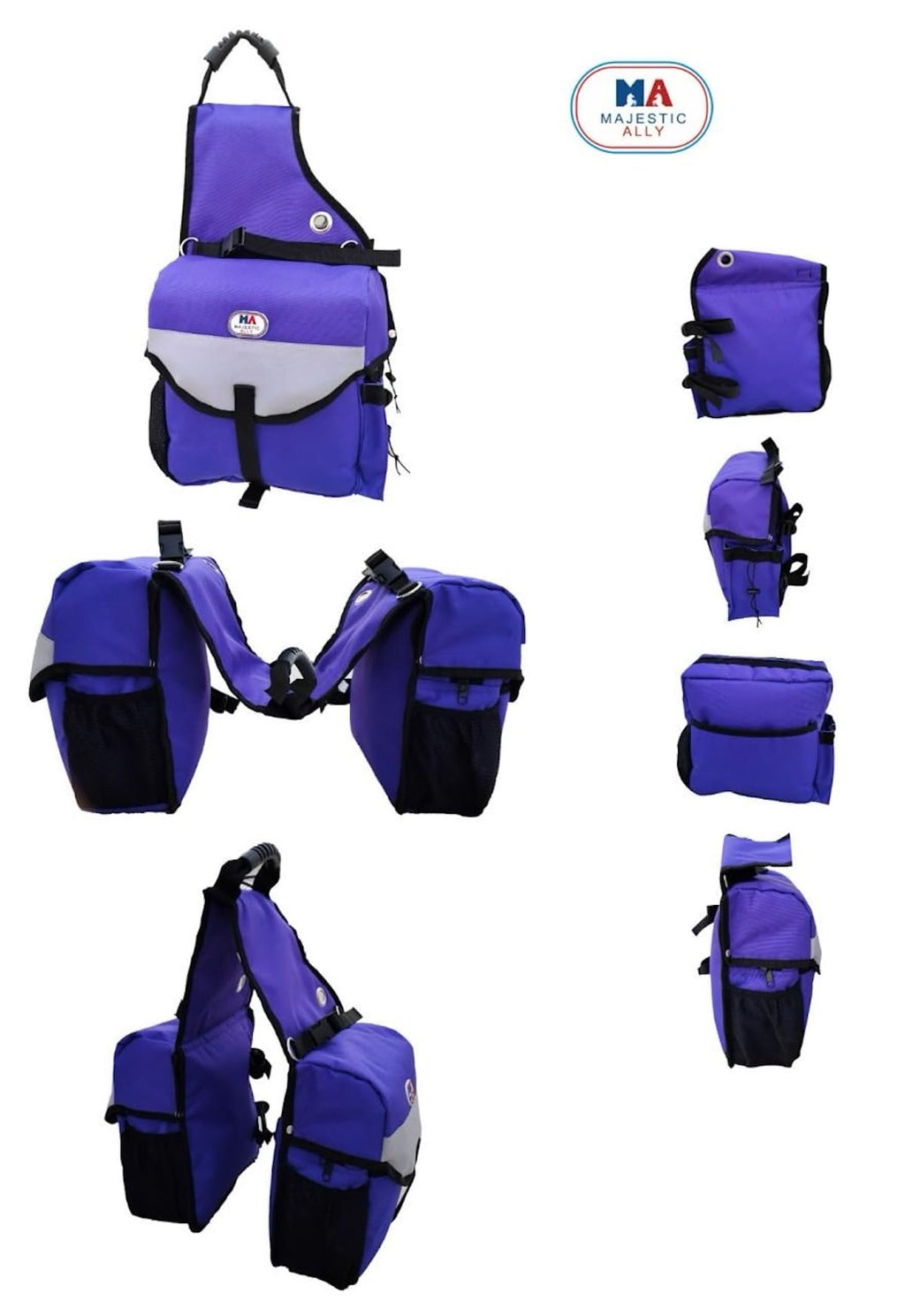 Nylon Insulated Leakproof Reflective Padded Purple Saddle Bag G456001