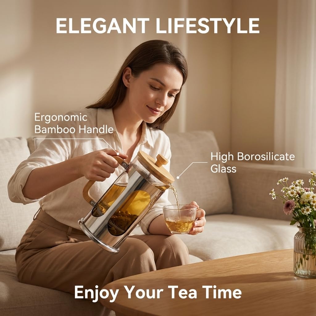 34 oz Borosilicate Glass French Press Coffee Maker V612
