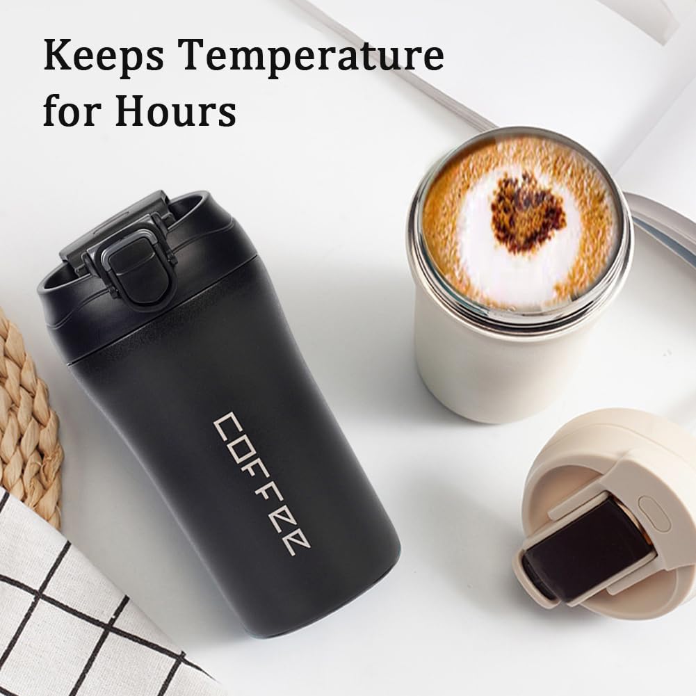 14oz 2 Pack Insulated Stainless Steel Coffee Tumbler Set with Lid and Straw P509185
