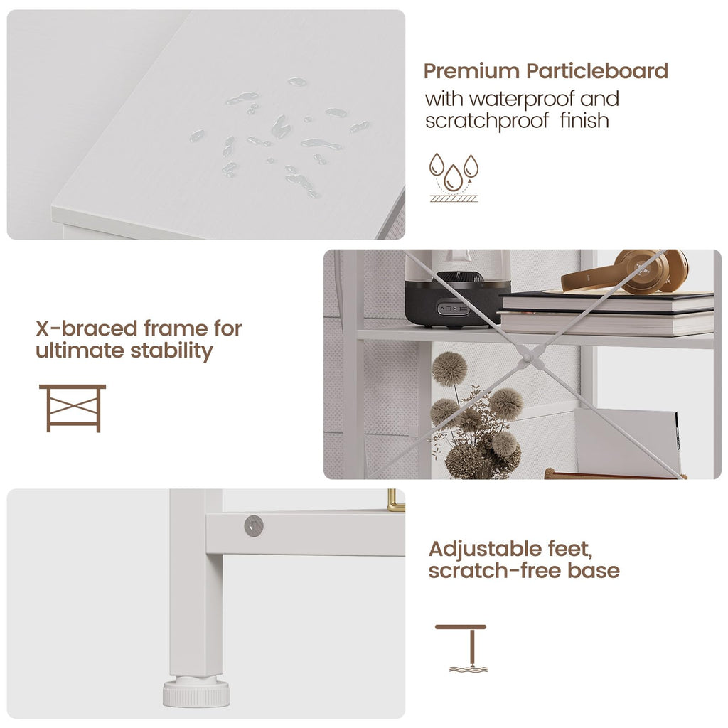 White Corner Desk with Drawers Shelves and Power Outlets R532167