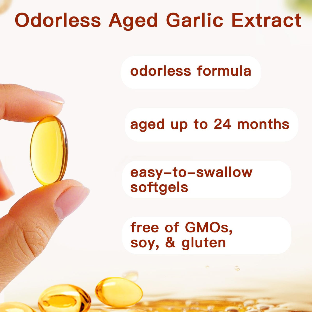 Odorless Organic Garlic Capsules 300 Softgels A691