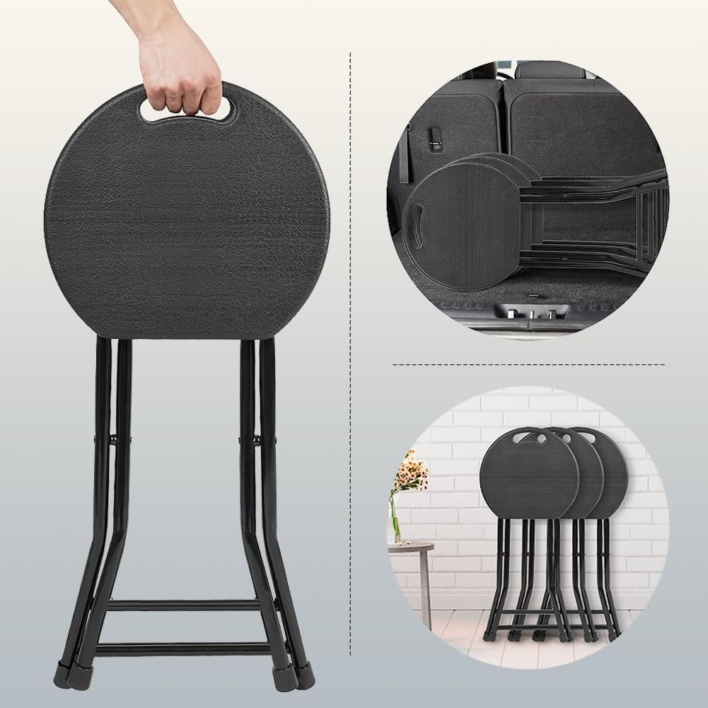 18 Inch Black Folding Plastic Metal Bar Stool W325145