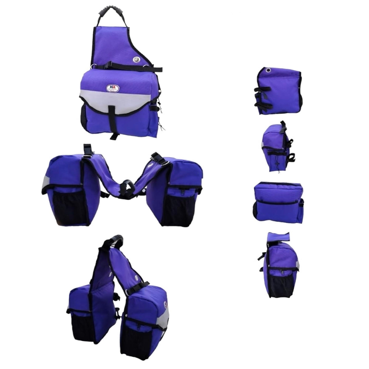 Nylon Insulated Leakproof Reflective Padded Purple Saddle Bag G456001