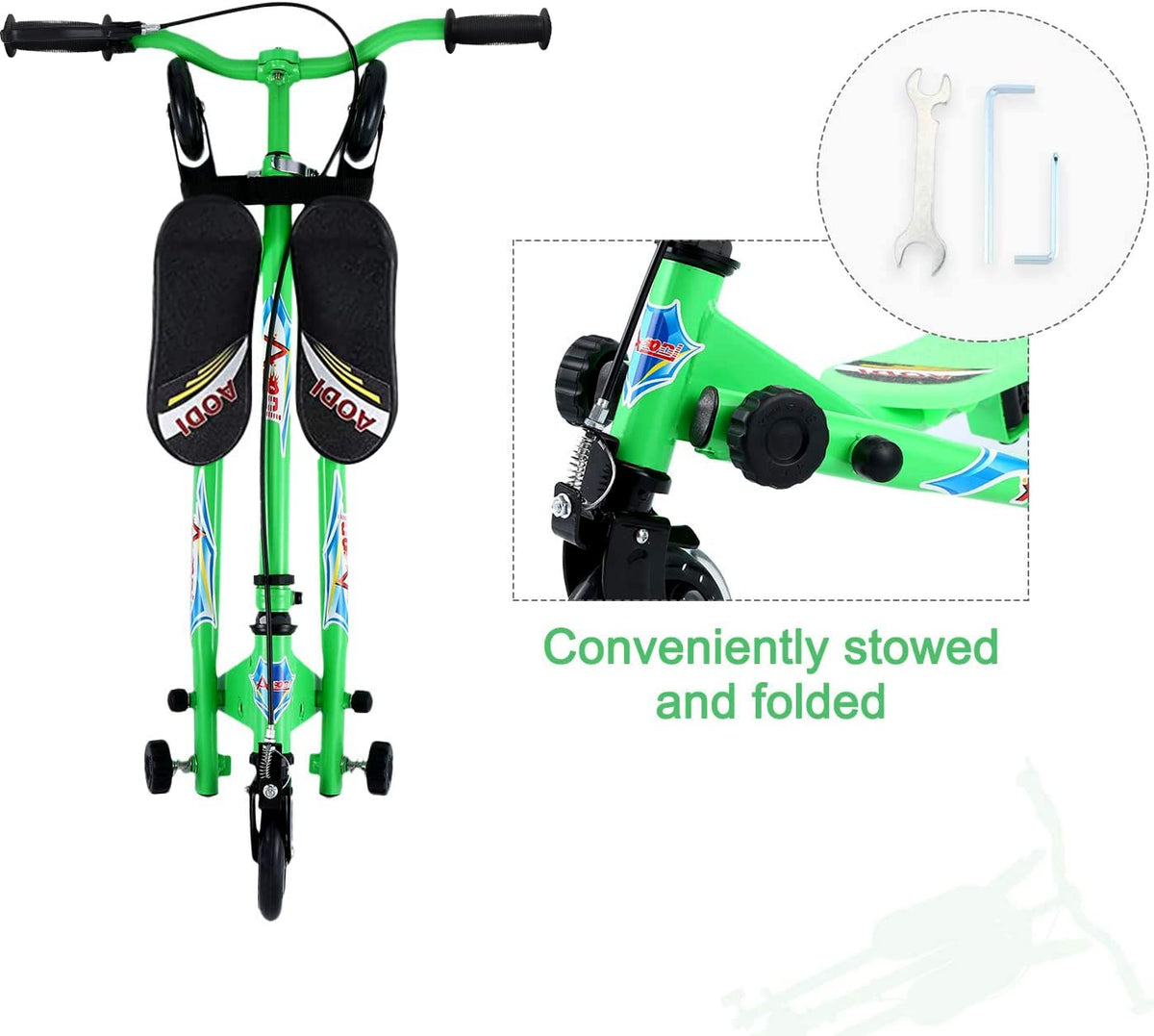 3 Wheels Foldable Swing Scooter with Adjustable Handlebar J750580