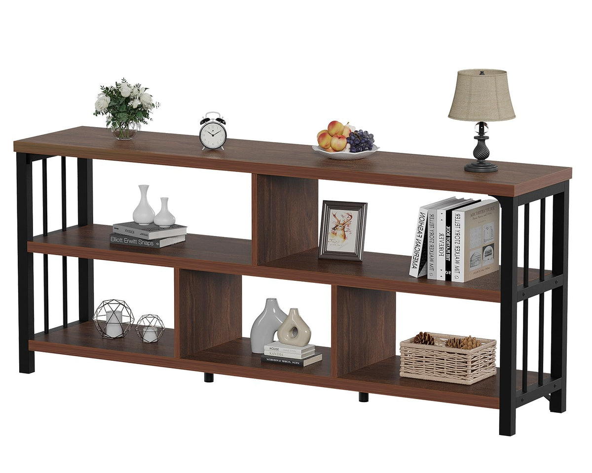 63” Long Low Open Wood Bookshelf E668600