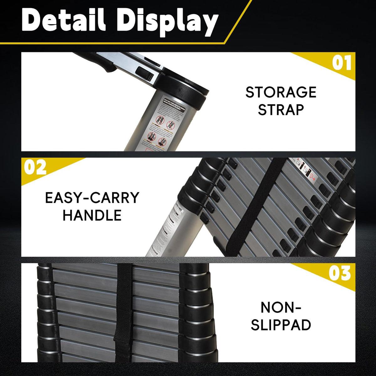 14.5FT Aluminum Telescoping Ladder 330LB Capacity C17652