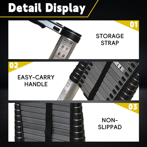 14.5FT Aluminum Telescoping Ladder 330LB Capacity C17652