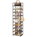 Black 10 Tiers Narrow Shoe Rack X386