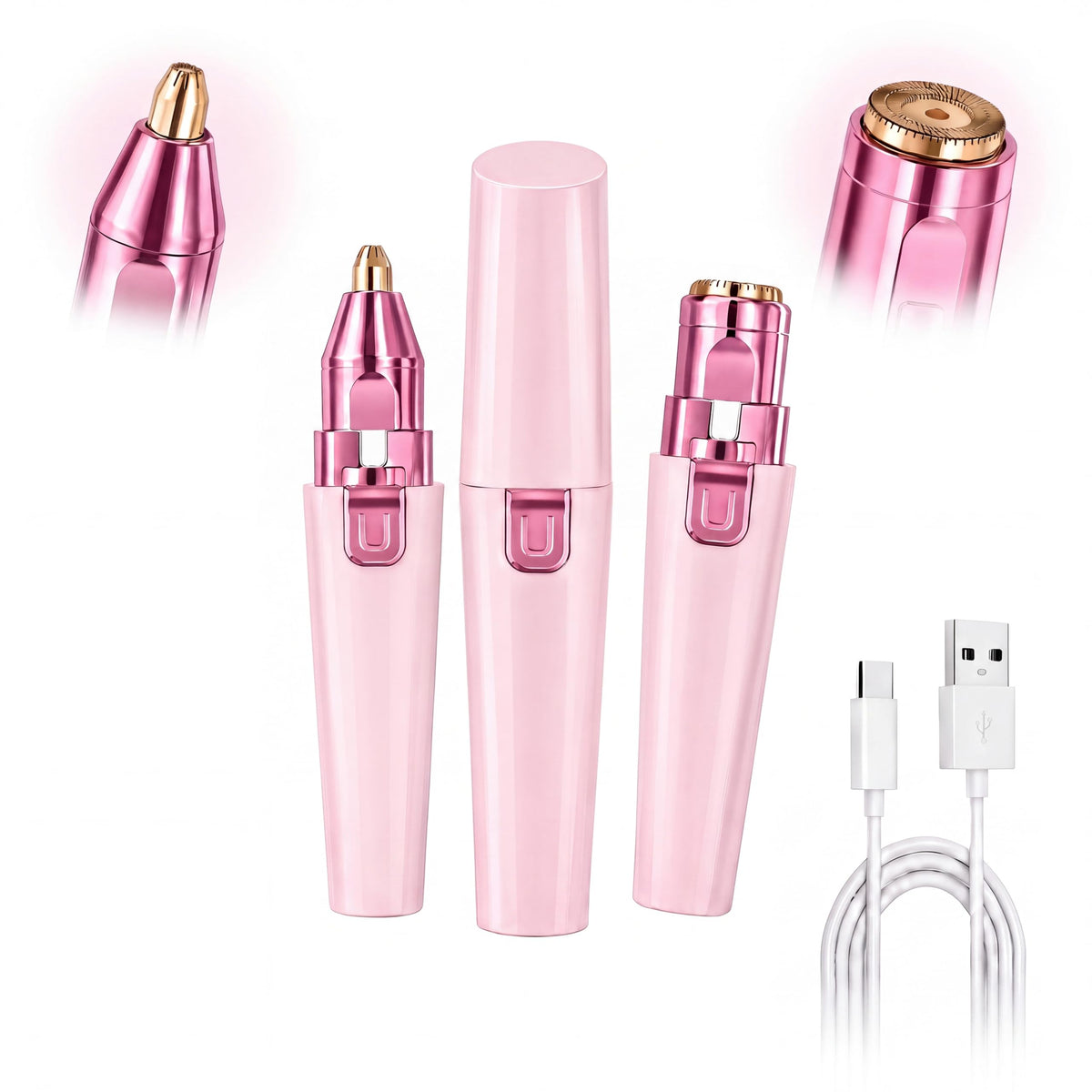 Pink USB Rechargeable Facial Hair Remover D59840