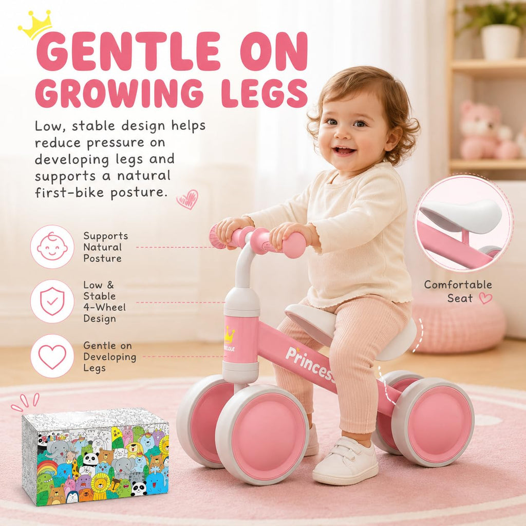 Pink Balance Bike with LED Light Up Wheels J473