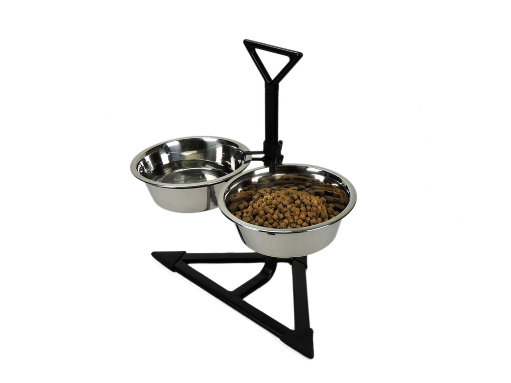 Double Feeder Corner High Stand with 2 x 1700 ml Stainless Steel Dishes Q626632