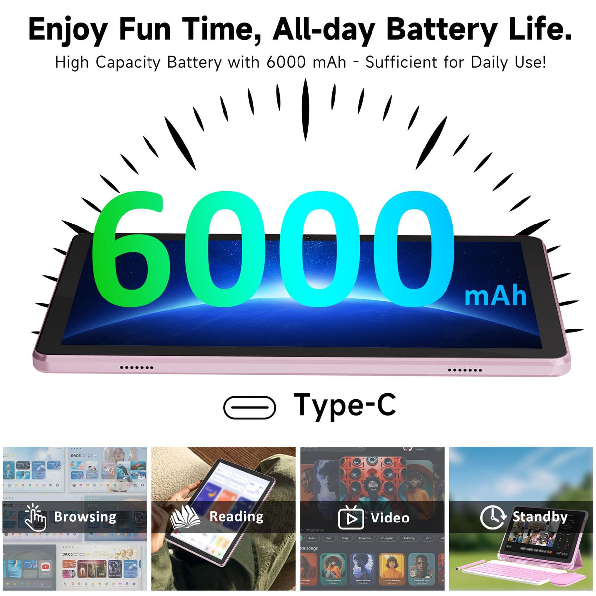 10 Inch Android Tablet with Case Pink S17634
