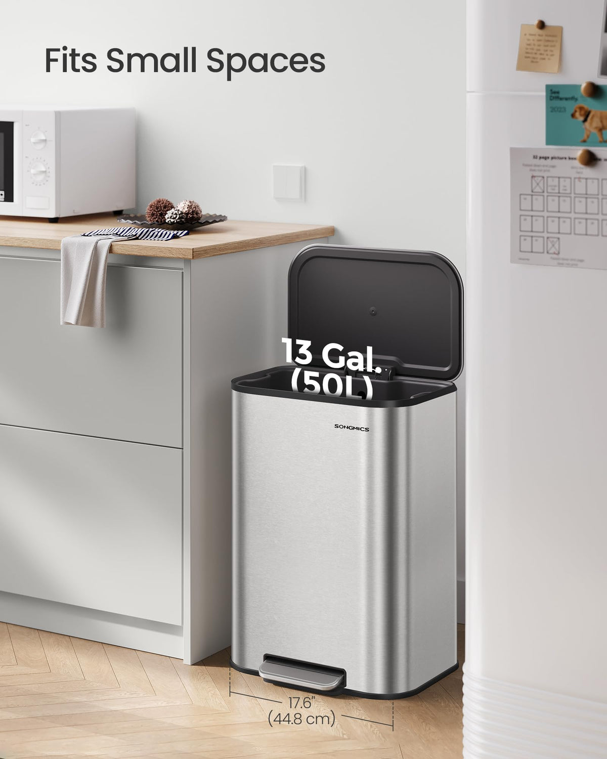 13 Gallon Stainless Steel Soft Close Trash Can U403