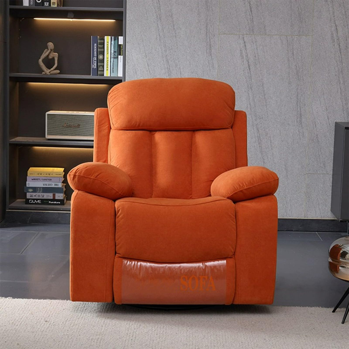 Gray Velvet Swivel Rocking Reclining Sofa W824944