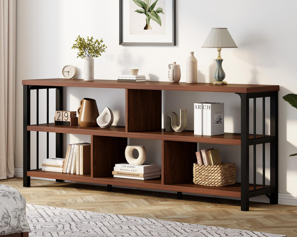 63” Long Low Open Wood Bookshelf E668600