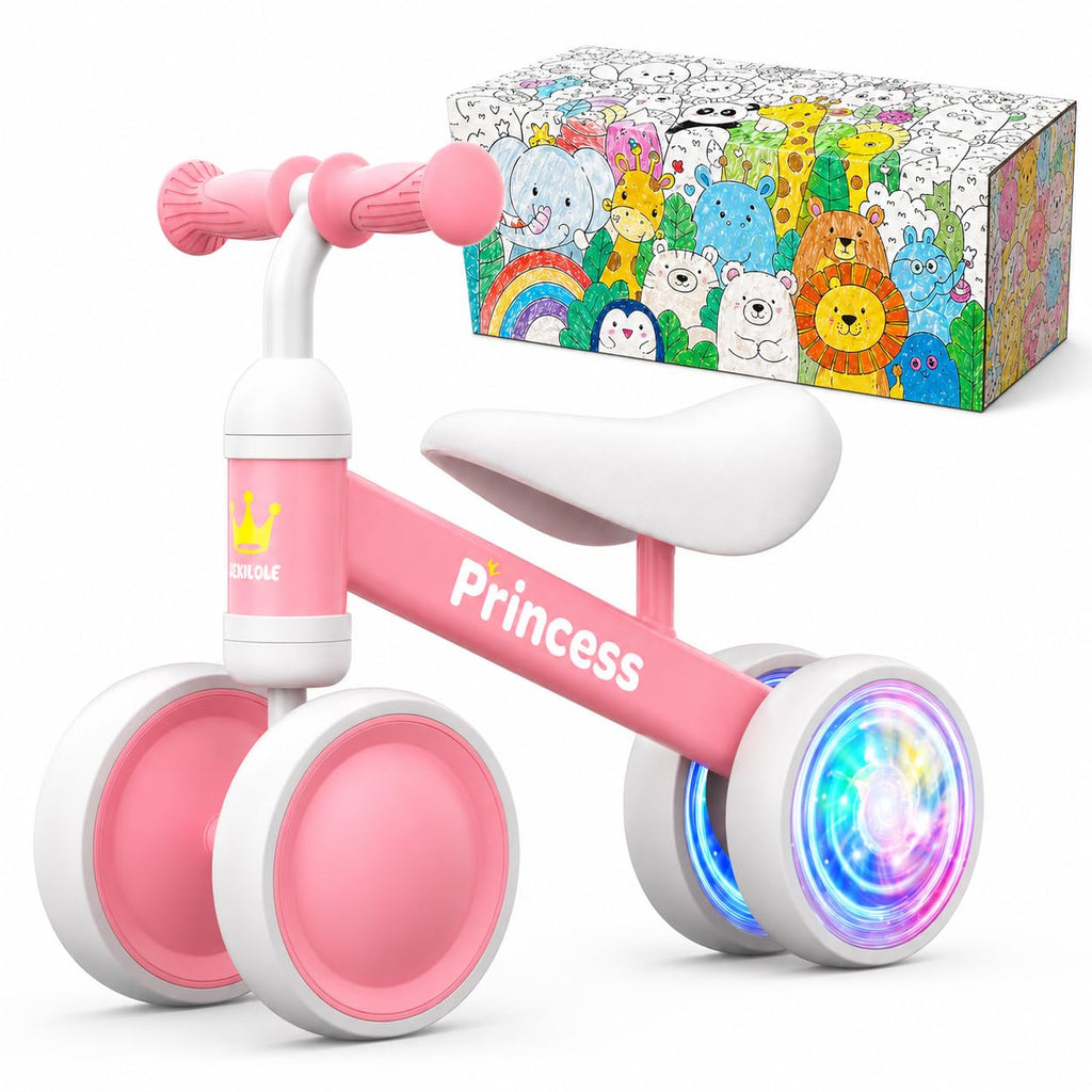 Pink Balance Bike with LED Light Up Wheels J473
