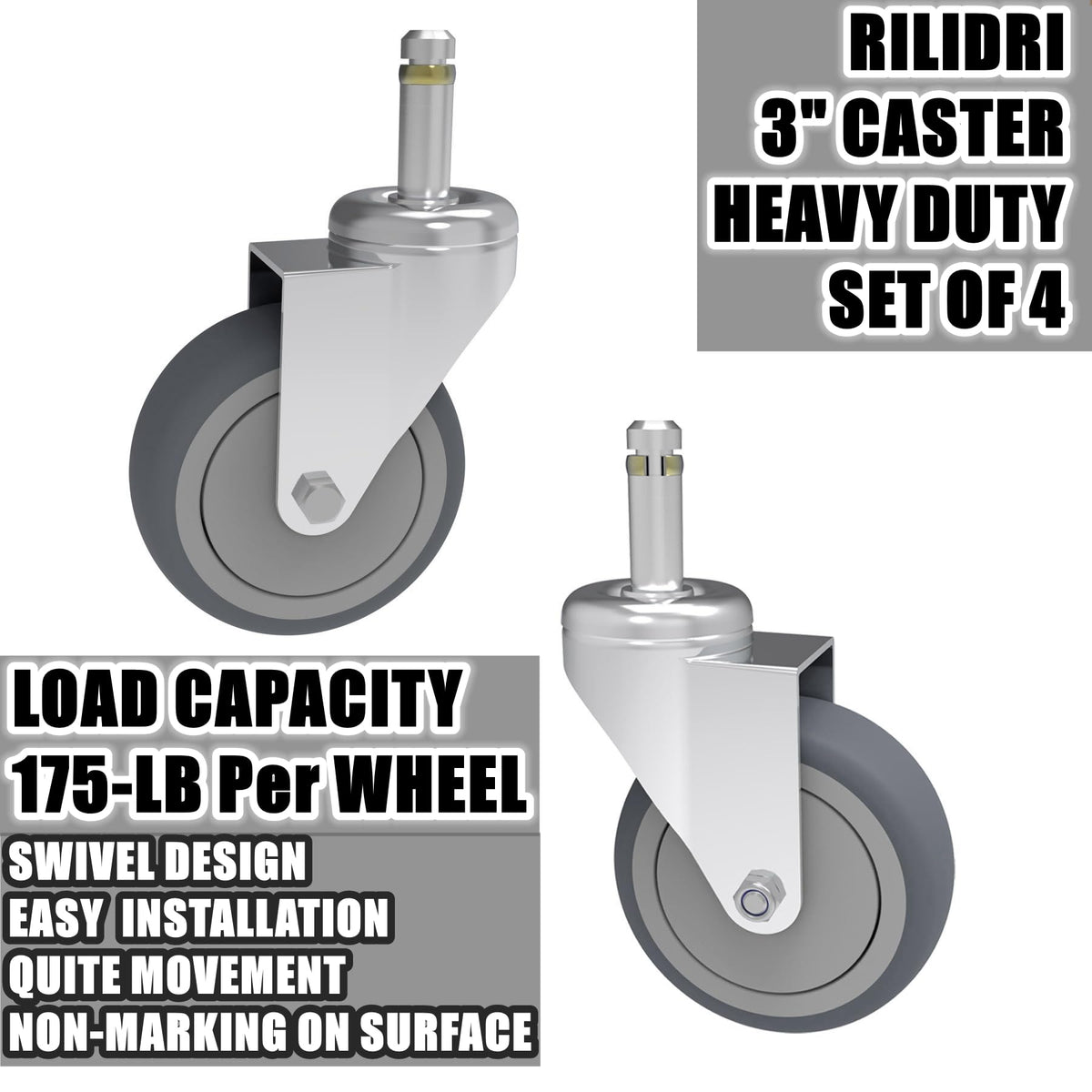 3-Inch Swivel Stem Caster 4 Pack Q755136