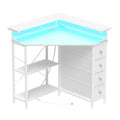White Corner Desk with Drawers Shelves and Power Outlets R532167