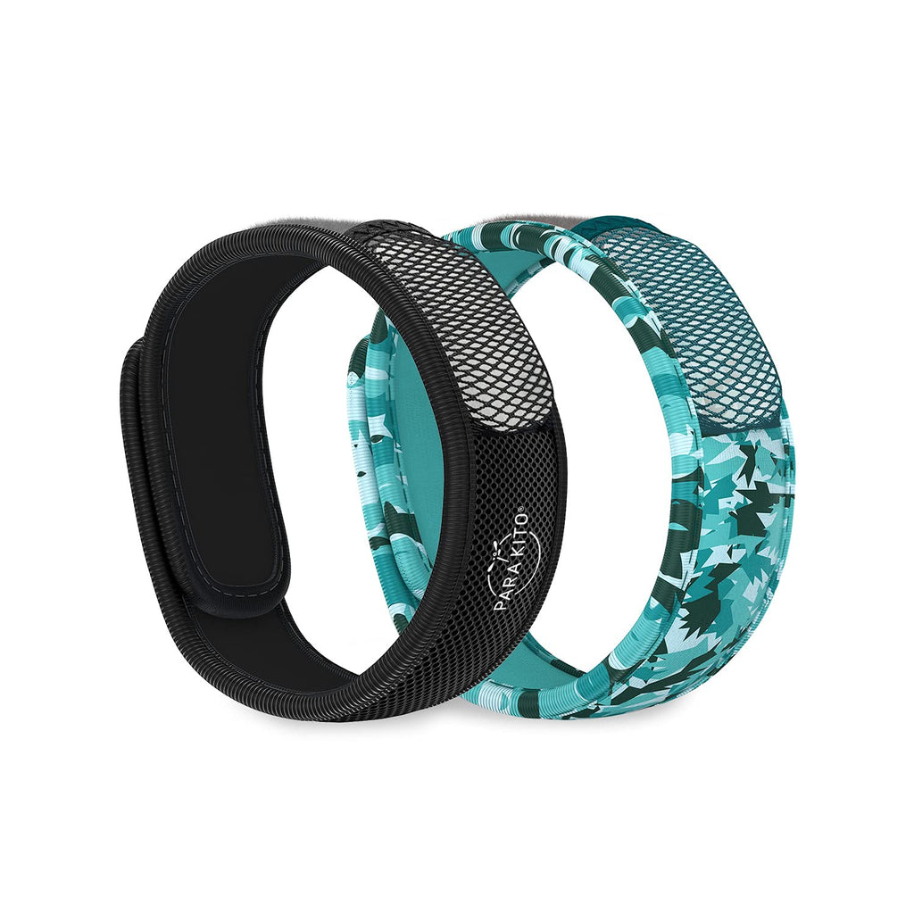 Mosquito Repellent Bracelets + Refill Pellets Bundle Peppermint Oil Black Z299201