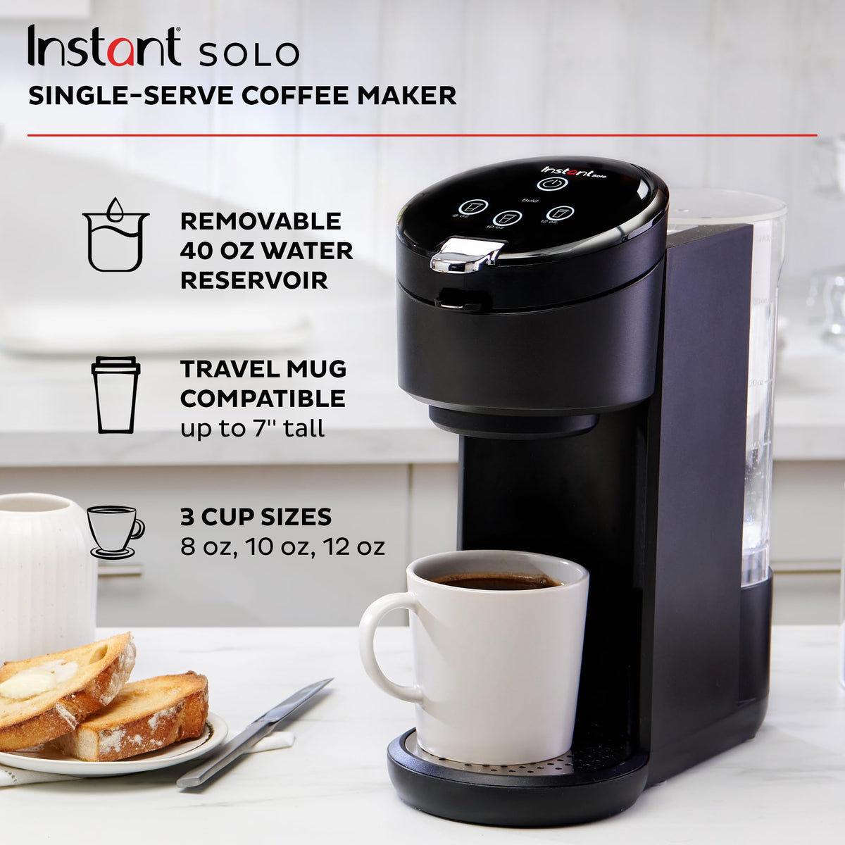 Single Serve K-Cup Pod Compatible Coffee Maker with 40oz Water Reservoir, Black X53945