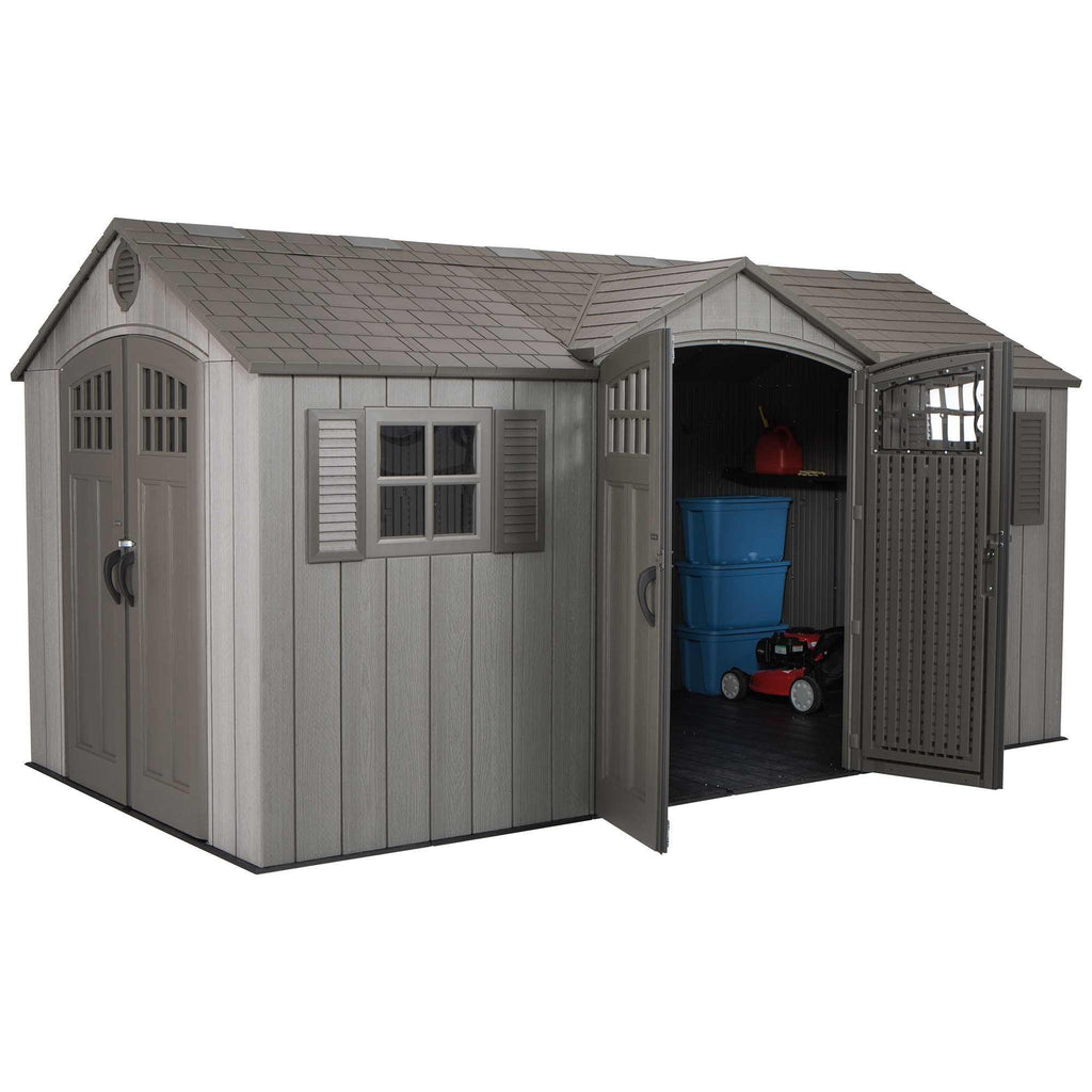 15 ft x 8 ft Gray Resin Outdoor Storage Shed M3499