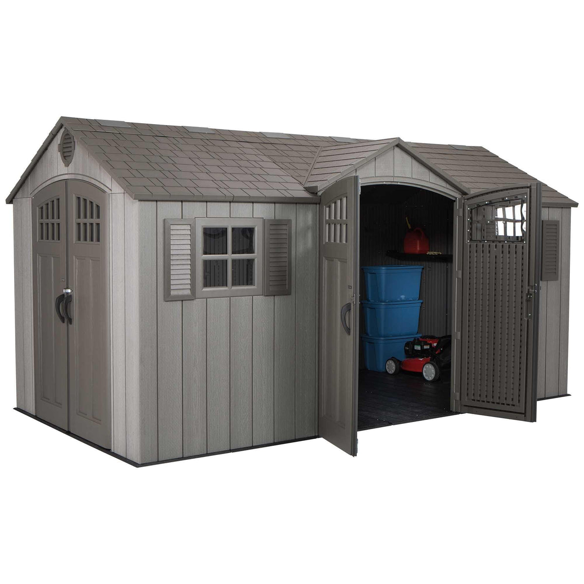 15 ft x 8 ft Gray Resin Outdoor Storage Shed M3499