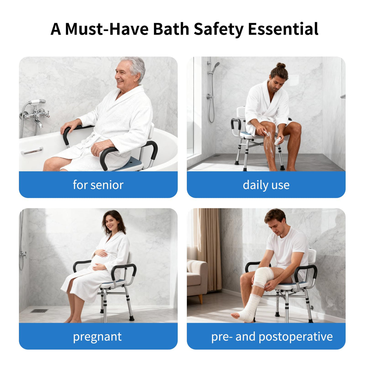 Heavy Duty Shower Chair with Arms and Back W204