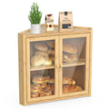 Double Layer Bamboo Bread Box with 2 Doors V9548