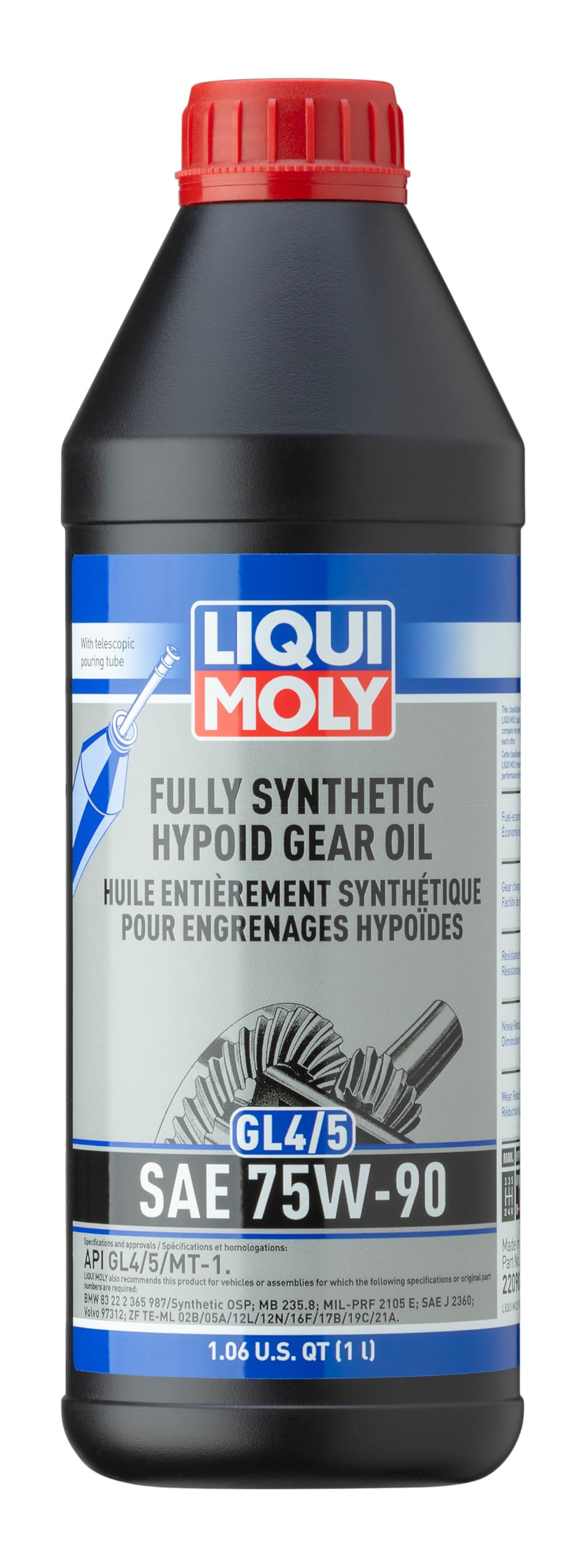 Fully Synthetic Hypoid Gear Oil GL4/5 SAE 75W-90 1 Liter I48065