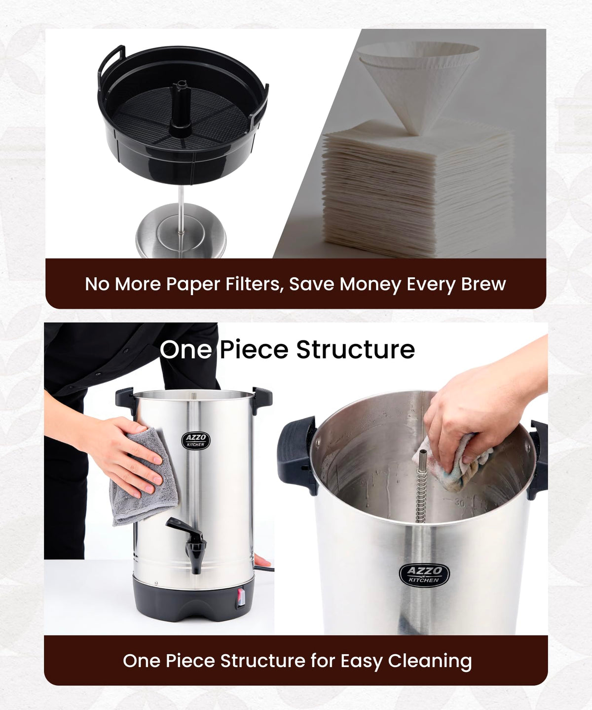 45-Cup Stainless Steel Electric Coffee Urn O21444